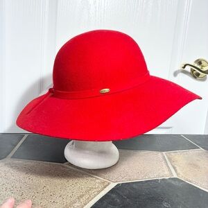 Y2K Scala Red Hat Society Wool Floppy Hat Red Vintage